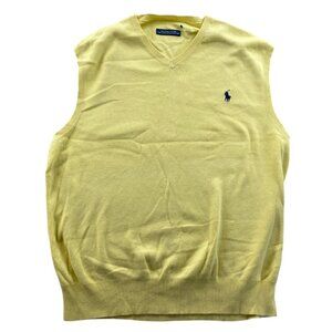 Ralph Lauren Men's Sweater Vest Medium Yellow Sleeveless Pima Cotton Lightweight
